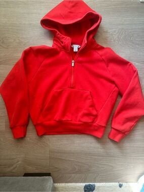 Athleta Red Zip-Up Fleece Pullover